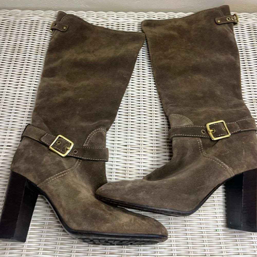 Coach Robynn Olive Green Suede Boots Made In Italy sz 7